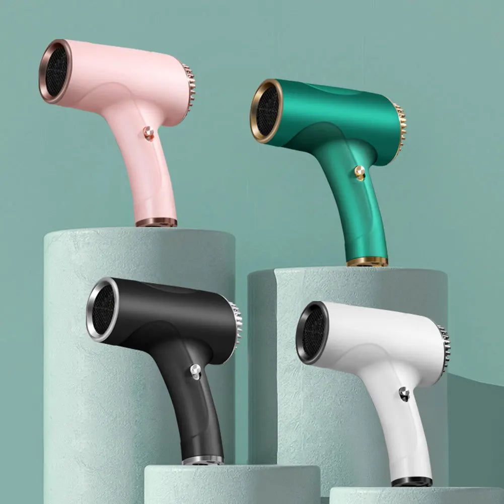 Portable Hair Dryer 2600mah Cordless Lonic Hair Dryer 40/500W USB Rechargeable Powerful 2 Gears for Travel Home Dormitory