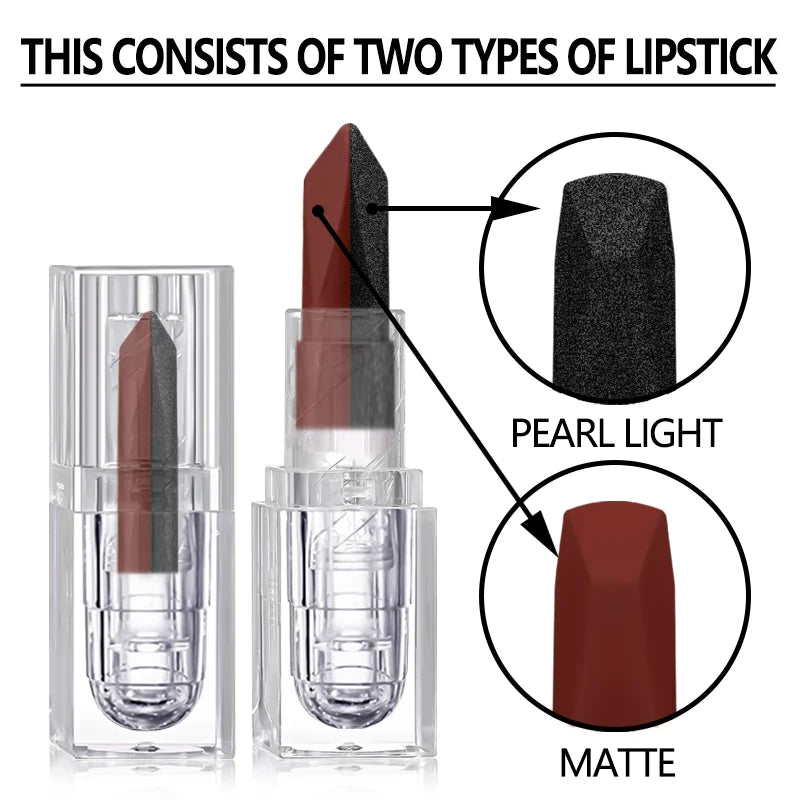 Lipstick Waterproof Long Lasting Moisturizing Matte Non-stick Cup Pearlescent Diamond Lip Tint Red Sexy Lips Makeup