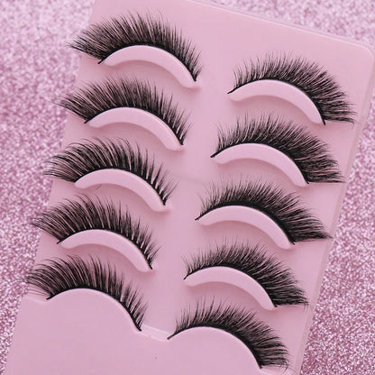 5 Pairs Cat Eye Lashes Faux Mink Eyelashes Winged End Eye Elongated Eyelashes Natural long Manga Lashes Fake Lashes Makeup