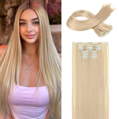 Clip in Hair Extensions Synthetic Hair Extensions for Women Straight Layered Hair Extensions Heat Resistant Long Wavy Daily