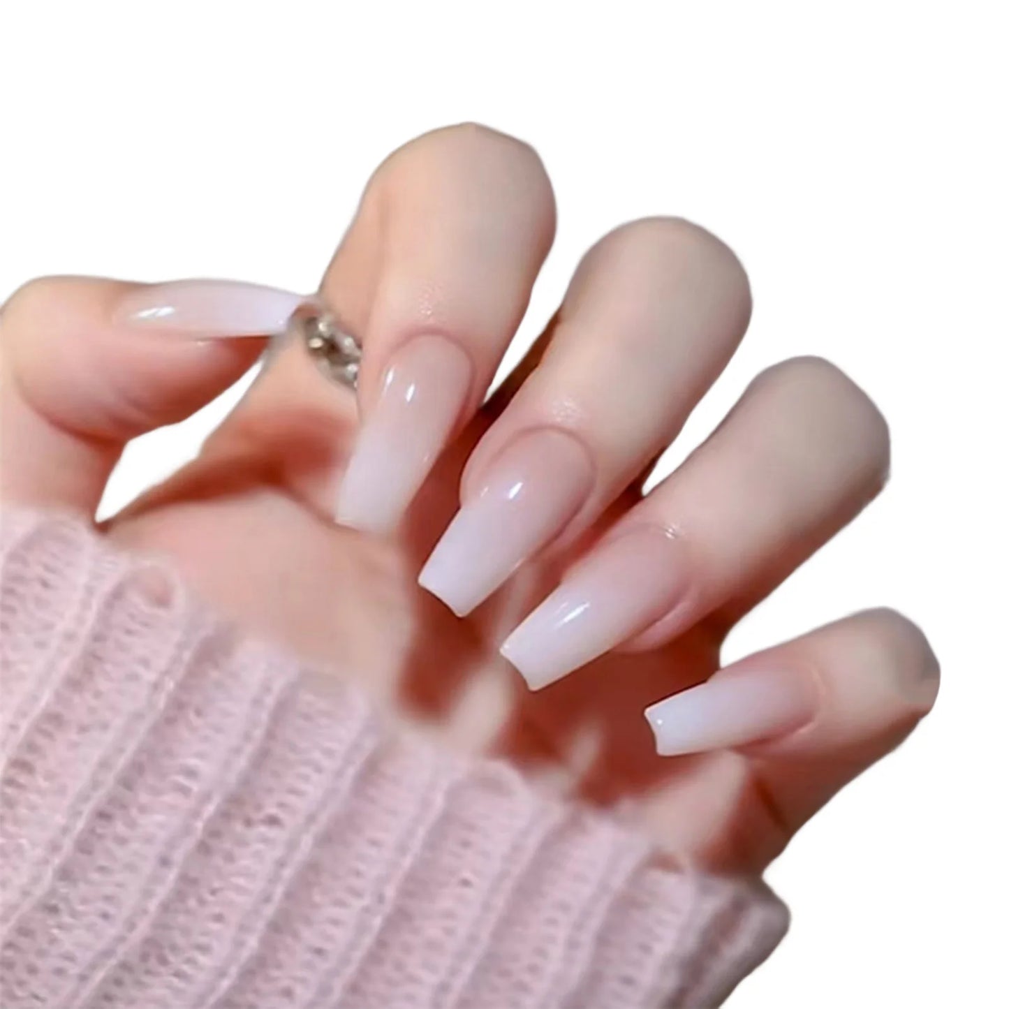 Long Square Press-on Nails Gradual Color Detachable Wearing Nails for Professional Nail Salon