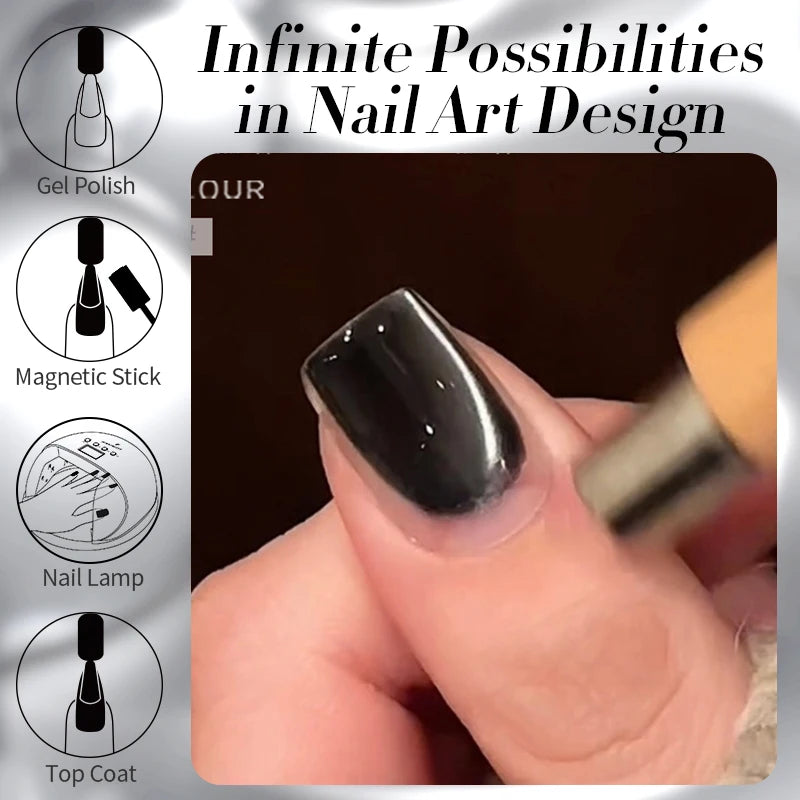 BORN PRETTY 10ml Black Glass Cat Magnetic Gel Nail Polish Punk Style Nail Art Manicure Varnis Semi Permanent Gel for Winter Nail