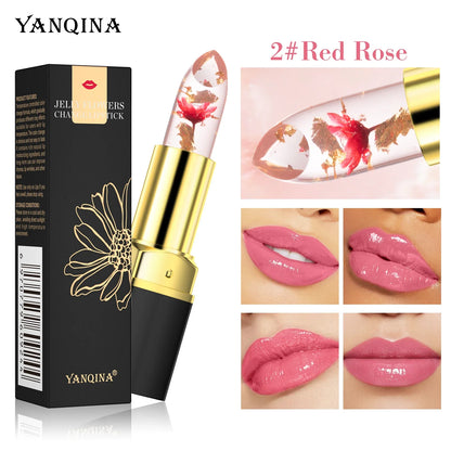 Flower Jelly Lipstick Temperature Change Moisturizer Flower Lip Stick Long Lasting Lip Balm Magic Color Change Lipstick Makeup