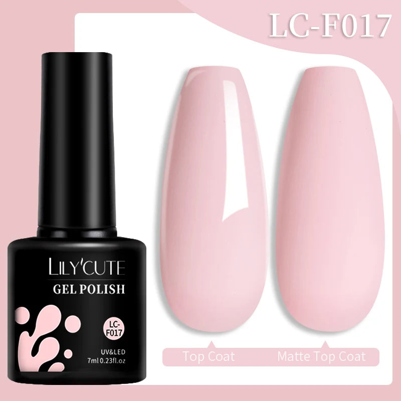 LILYCUTE 7ML Pink Glitter Quick Extension Gel Nail Polish Pink Gold Foils Effect Vernis Semi Permanent UV Gel Nail Art Hard Gel