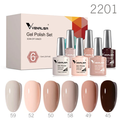 Venalisa Color Nail Gel Polish Kit  Jelly Pink Semi-transparent HEMA FREE Self Leveling Nude Natural Pink Nail Manicure Set