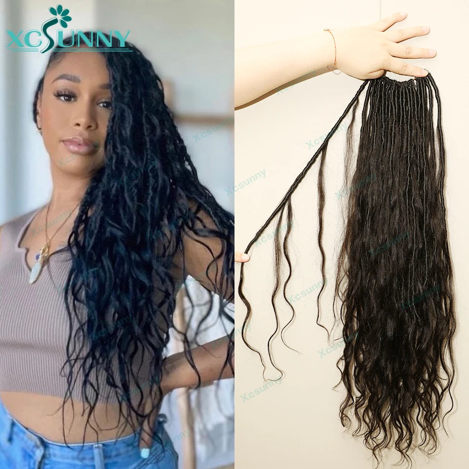 Body Wave Pre Looped Crochet Boho Locs With Human Hair Curls Knotless Braid Goddess Locs Crochet Hair With Human Hair Curly Ends