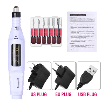 Portable Professional Electric Nail Drill Machine Manicure Tools Pedicure Drill Set Family Nail File Nail Drill Equipment