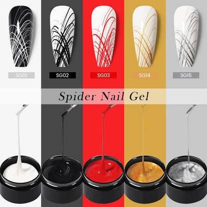 BORN PRETTY 5ml White Black Silver Spider Drawing Gel Nail Polish UV Painting Outline Gel Varnish Nails Art All For Manicure