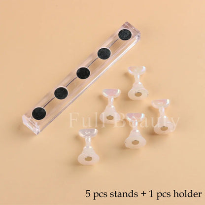 5pcs Magnetic Nail Holder Aurora Acrylic Crystal Showing Shelf Manicure Art Tool Press On Nail For Polish Display Stand NLJG-A