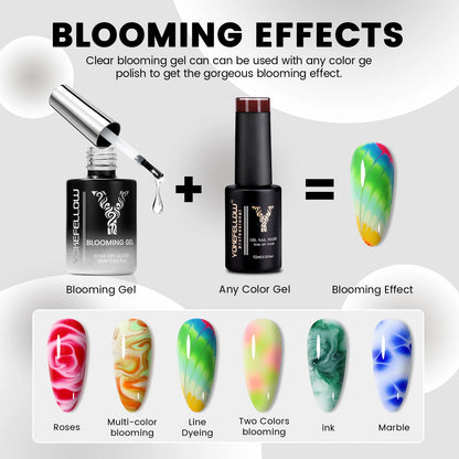 YOKEFELLOW Blooming Gel 16ml Clear Watercolor Gel Polish for Spreading Effect Marble Soak off Uv LED Gel Varnish Nail Art DIY