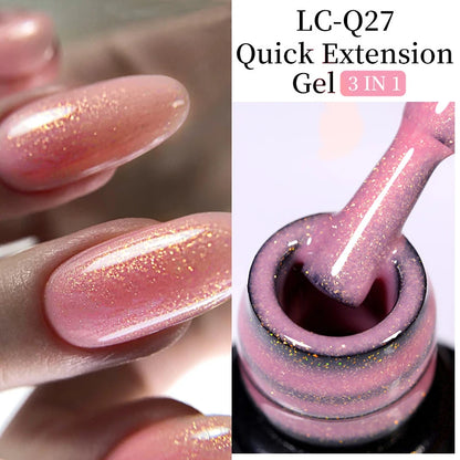 LILYCUTE 7ML Pink Glitter Quick Extension Gel Nail Polish Pink Gold Foils Effect Vernis Semi Permanent UV Gel Nail Art Hard Gel