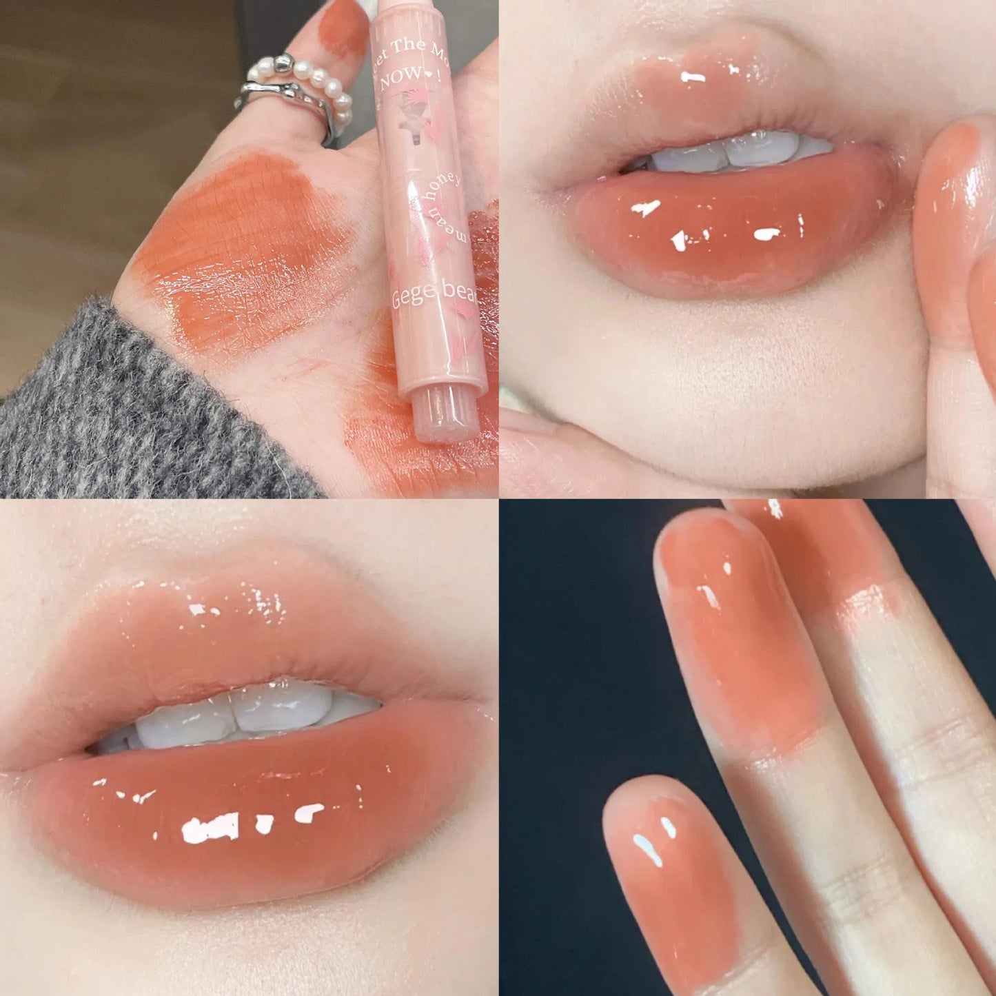 Water-light Lip Glaze Mirror Glitter Lip Tint Long Lasting Moisturising Love Heart Shape Solid Lipstick Pen Lips Makeup Cosmetic