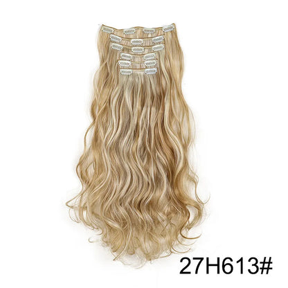 24Inch 16 Clips in Hair Extensions Long Straight Hairstyle Synthetic Blonde Black Hairpieces Heat Resistant False Hair Daily Use