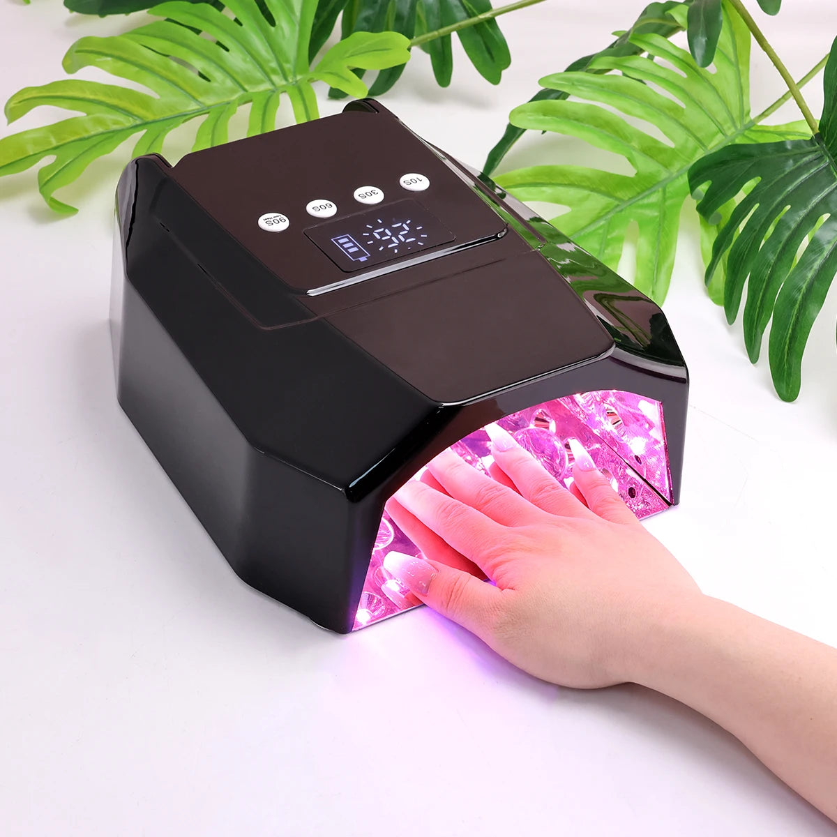 Pro 98W Nail Lamp Cordless Rechargeable UV LED Nail Dryer for Curing Gel Polish Powerful Pink Light Nail Lamp Machine