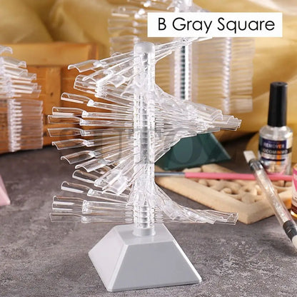 60 Nail Art False Tips Display Stand Spiral Shelf Showing Gel Polish Oval Square Nails Showing Shelf Rack Manicure Practice Tool