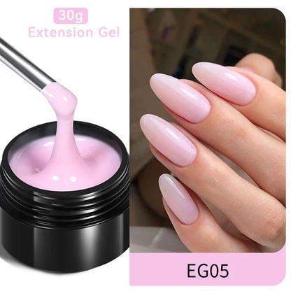 BORN PRETTY 30ml Glitter Pink Hard Jelly Nail Extension Gel Nail Polish Milky White Clear Color Soak Off UV Construction Gel