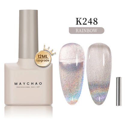 MAYCHAO 5ml Cat Eye Magnetic Gel Nail Polish Shiny Glitter Gel Lacquer Semi Permanent Soak Off UV LED Varnish Manicure Nail Art