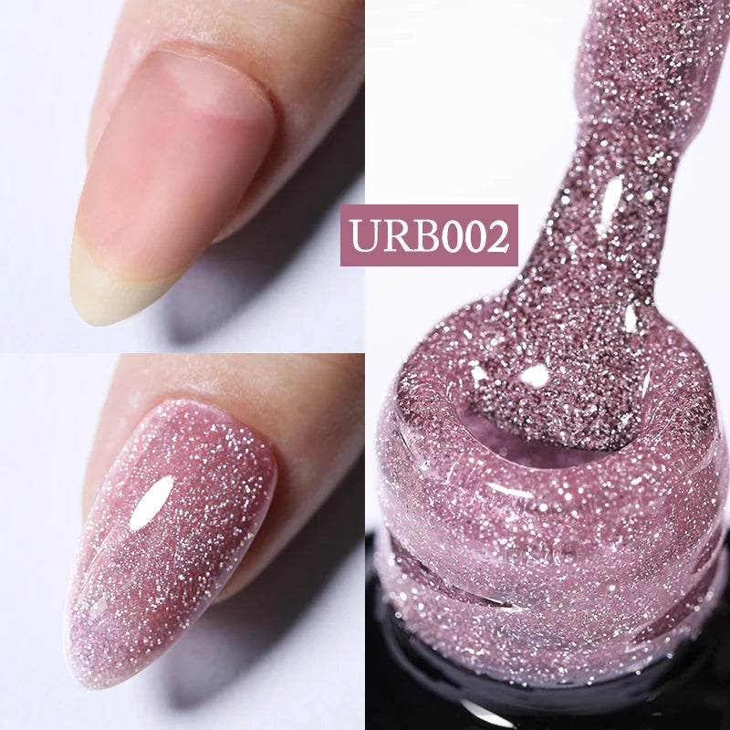 UR SUGAR 7ml Crystal Nude Rubber Base Gel Milky White Pink Gold Glitter Semi Permanent Soak Off UV LED Nail Art Construction Gel