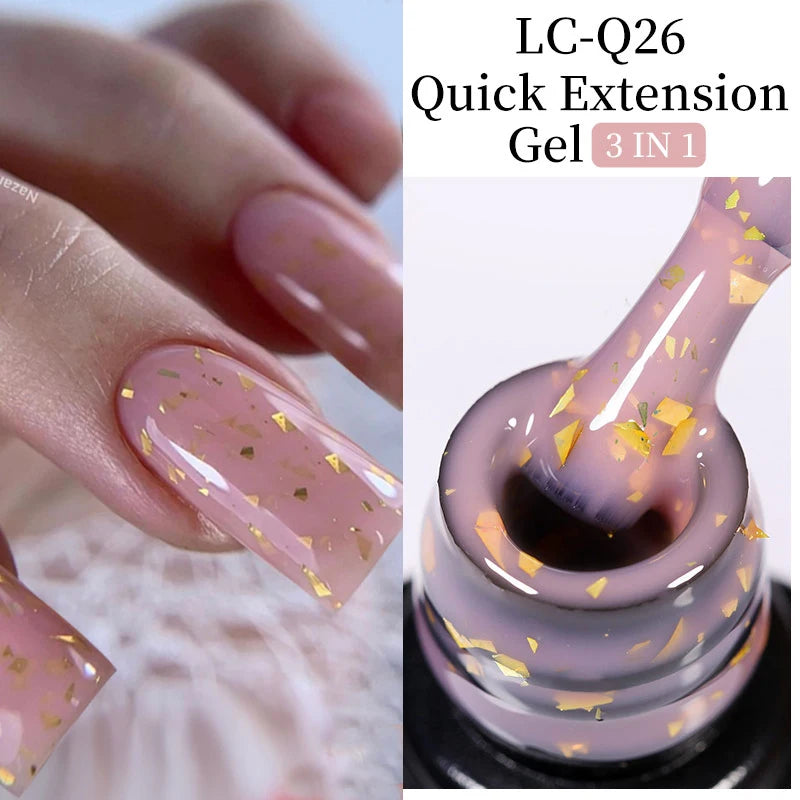 LILYCUTE 7ML Pink Glitter Quick Extension Gel Nail Polish Pink Gold Foils Effect Vernis Semi Permanent UV Gel Nail Art Hard Gel