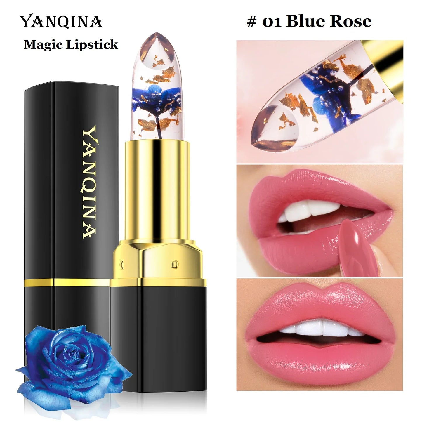 Flower Jelly Lipstick Temperature Change Moisturizer Flower Lip Stick Long Lasting Lip Balm Magic Color Change Lipstick Makeup