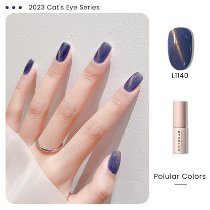 MAYCHAO 5ml Cat Eye Magnetic Gel Nail Polish Shiny Glitter Gel Lacquer Semi Permanent Soak Off UV LED Varnish Manicure Nail Art