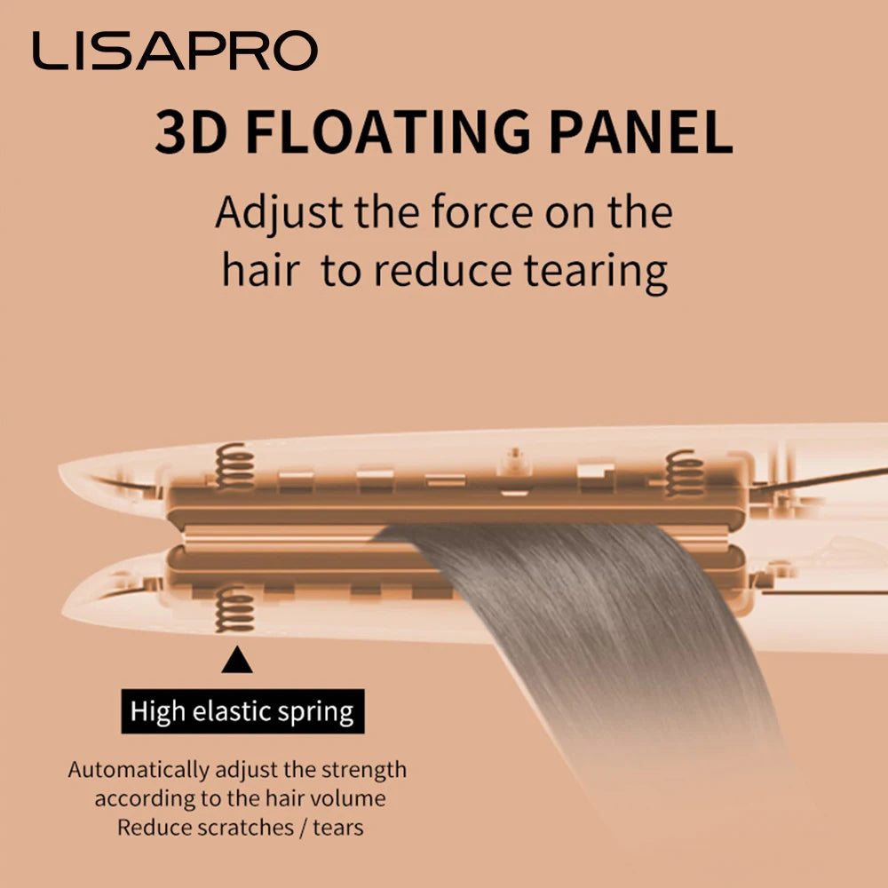 LISAPRO Original Ceramic Hair Straightening Flat Iron  1" Plates |Black  Professional Salon Model Hair Straightener & Curler