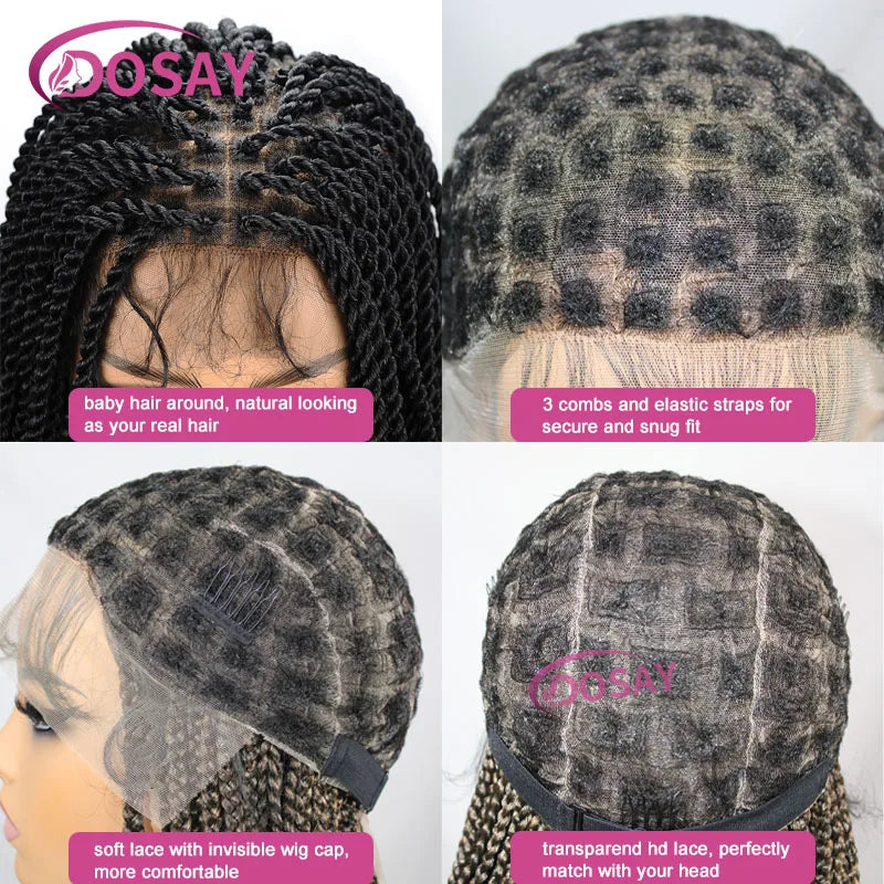 Twist Braided Wigs Box Braided Lace Front Wig For Black Women Synthetic Full Lace Frontal Wig Faux Locs Wig Goddess Braids Wigs