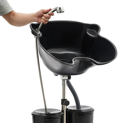 Portable Shampoo Basin with 2 Buckets Household Hair Salon Shampoo Chair Vertical Barber Store Tilt Shampoo Tray