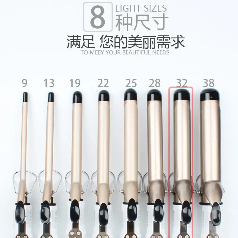 Temperature Setting Electric Hair Curler Long Curling Tong Wand 9-38mm Professional Hair Curling Iron LCD Screen