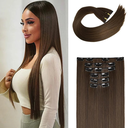 16pcs Clip In Long Straight Hair Extensions Synthetic Fiber Straight Hairpiece For Women Girls Hair Clips Hair Accessories