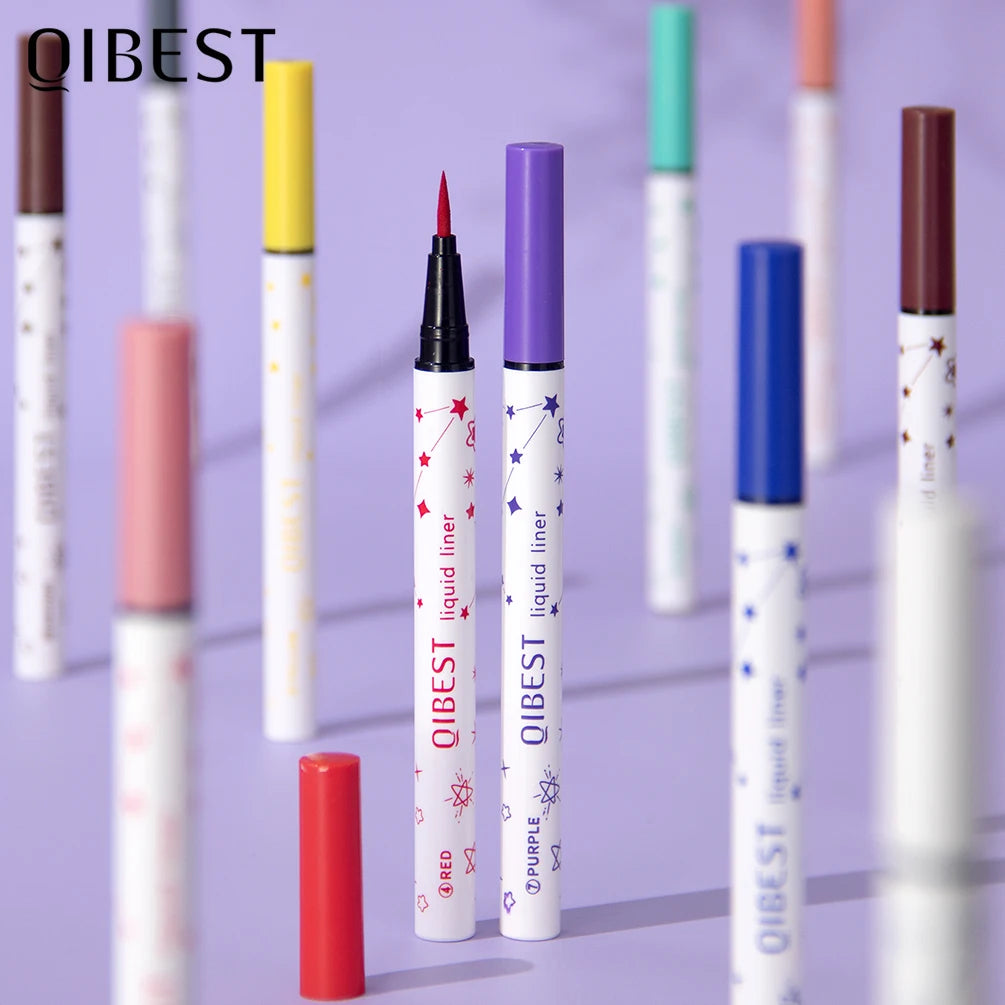 QIBEST High Pigment Eyeliner Pencil Waterproof Smudgeproof Makeup Eye Liner Liquid Black Eyeliner Quick Drying Eyes Cosmetics