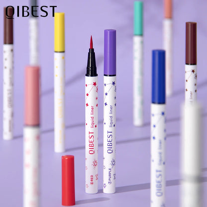 QIBEST High Pigment Eyeliner Pencil Waterproof Smudgeproof Makeup Eye Liner Liquid Black Eyeliner Quick Drying Eyes Cosmetics