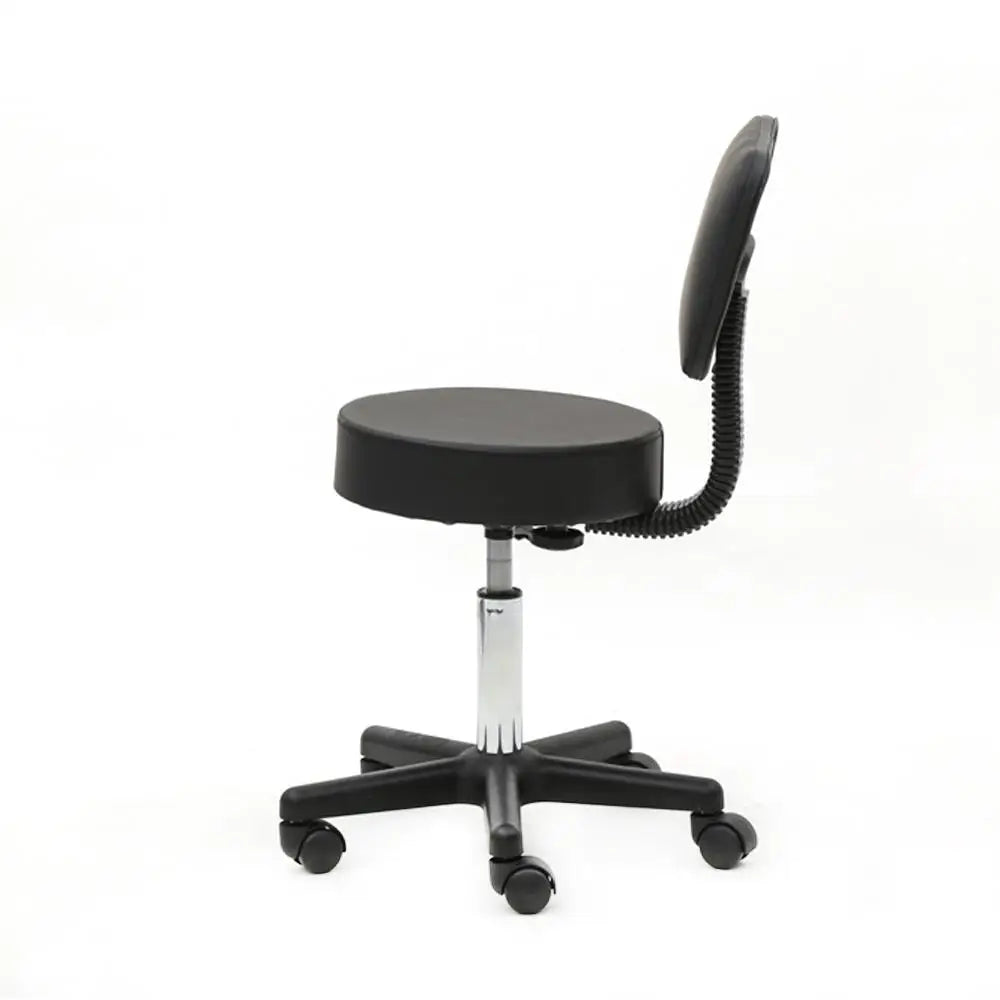 Adjustable Round Plastic Salon Stool with Backrest - Black Beauty Chair for Hair, Nail, Spa Use