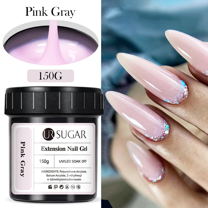 UR SUGAR 150g Quick Extension Gel  Pink Jelly Milky White Camouflage Finger French Hard Gel UV LED Gel Nail Art Design Manicure