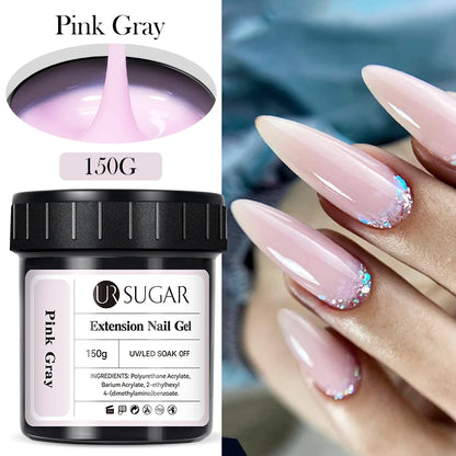 UR SUGAR 150g Quick Extension Gel  Pink Jelly Milky White Camouflage Finger French Hard Gel UV LED Gel Nail Art Design Manicure