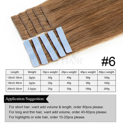 Invisible Tape in Hair Injection Tape in Human Hair Extensions #60 PU Weft Tape On 10pcs/pack Only Add Volume For Side Hair