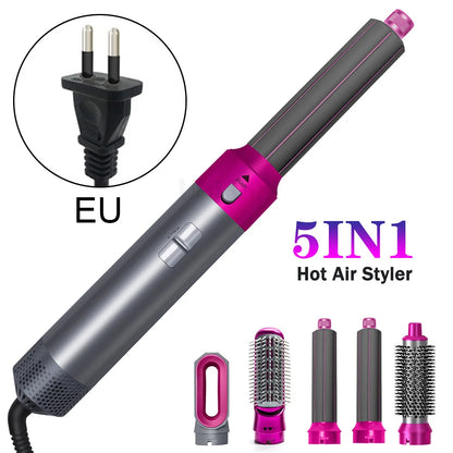 5 in 1 Hair Dryer Hot Comb Set Professional Curling Iron 3 Temperature Settings Hair Straightener Automatic Curler Styling Tool