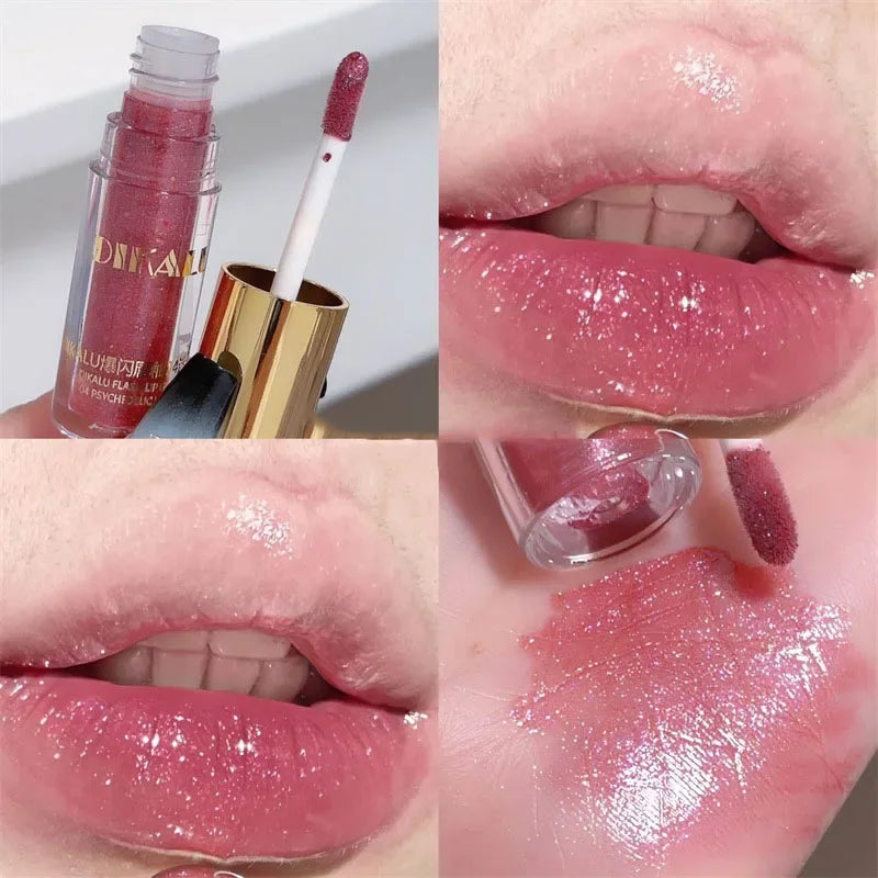 Waterproof Diamond Shimmer Glitter Lip Gloss 5 Colors Sparkling Glitter Liquid Lipstick Diamond Pearl Lip Gloss Sexy Lip Make Up