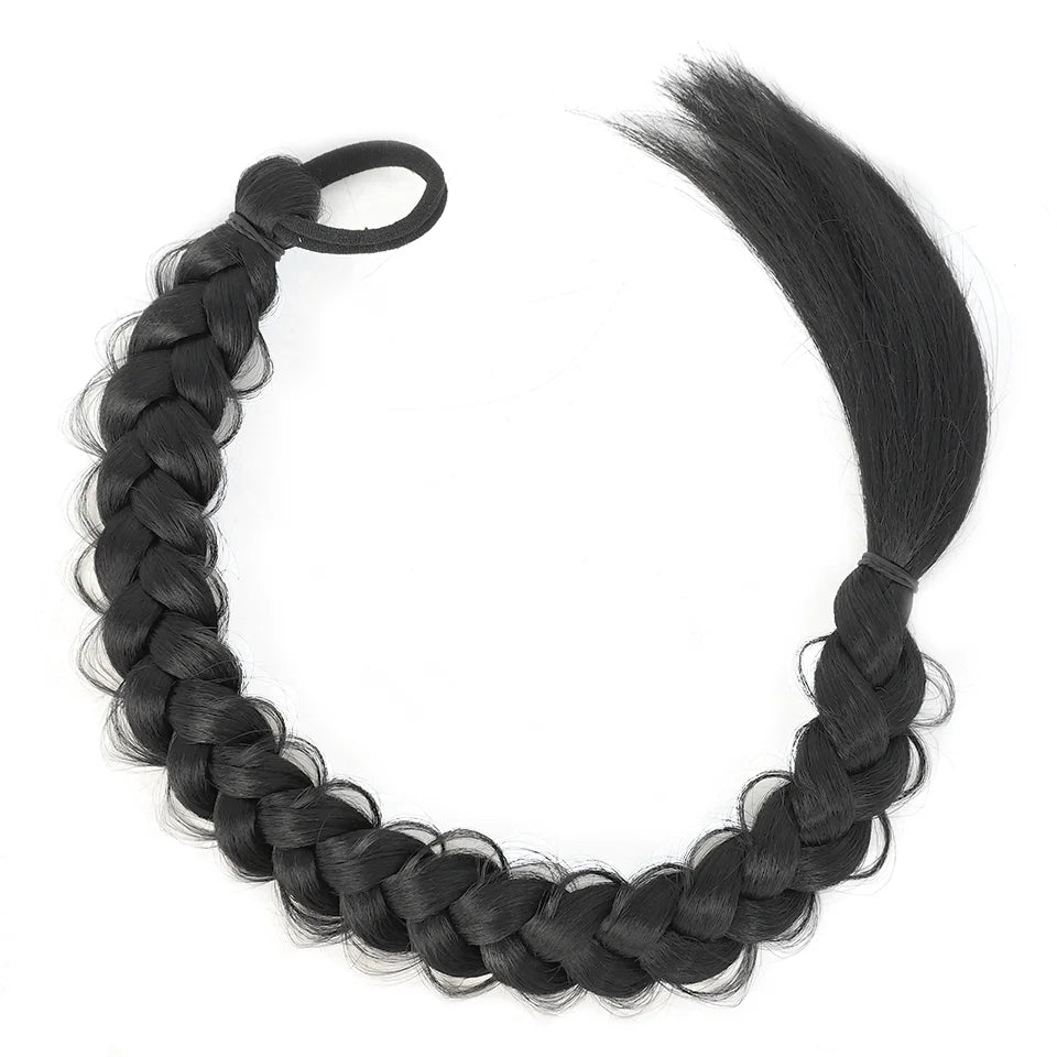 24 Inch Synthetic Long Braided Ponytail Hair Extensions For Women High Temperature Fiber Hair Accessories