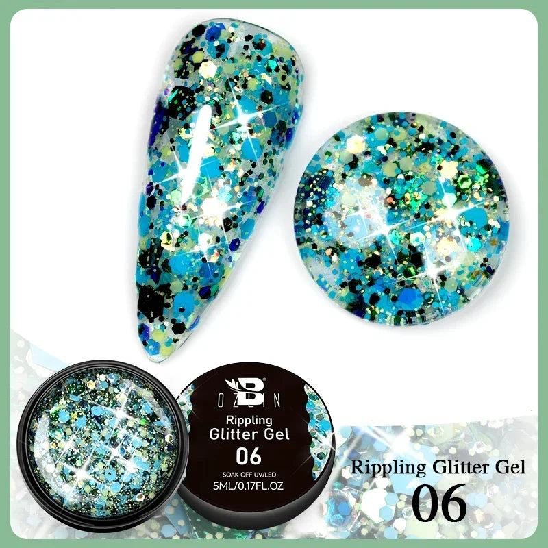 BOZLIN Chameleon Flake Gel Nail Polish Spring Color Sparkling Sequins Soak Off UV Glitter Gel Varnish Nail Art Decoration 5ML