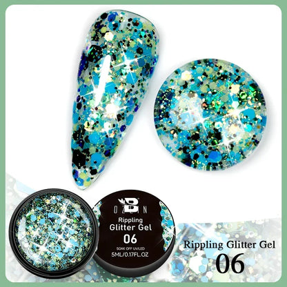 BOZLIN Chameleon Flake Gel Nail Polish Spring Color Sparkling Sequins Soak Off UV Glitter Gel Varnish Nail Art Decoration 5ML