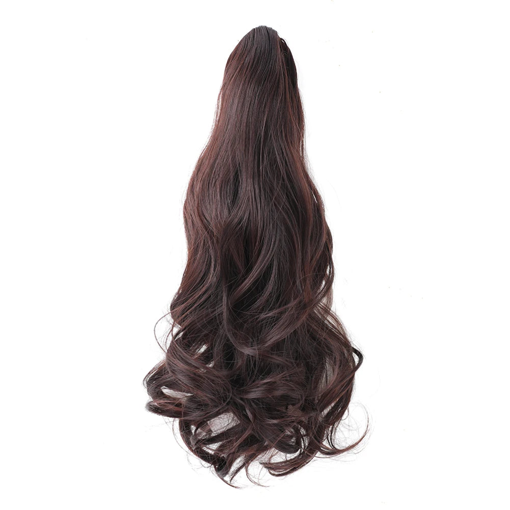 Claw Clip in Hair Extension 18 Inch Long Curly Wavy Ponytail Extension Natural Soft Mini Jaw Claw Synthetic Hairpiece for Women