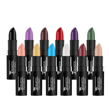 12 Color Lipstick Waterproof Long Lasting Cosmetic Black Blue Purple Green Matte Make Up Lip Gloss Makeup Red Lipstick