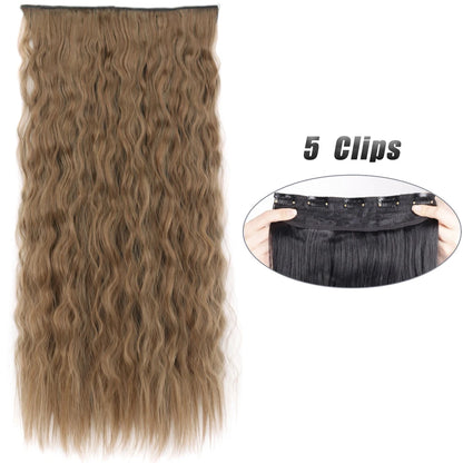 Synthetic 5 Clip In Hair Extensions Long Straight Hairstyle Hairpiece Black Brown Blonde 80CM Natural Fake Hair For Women