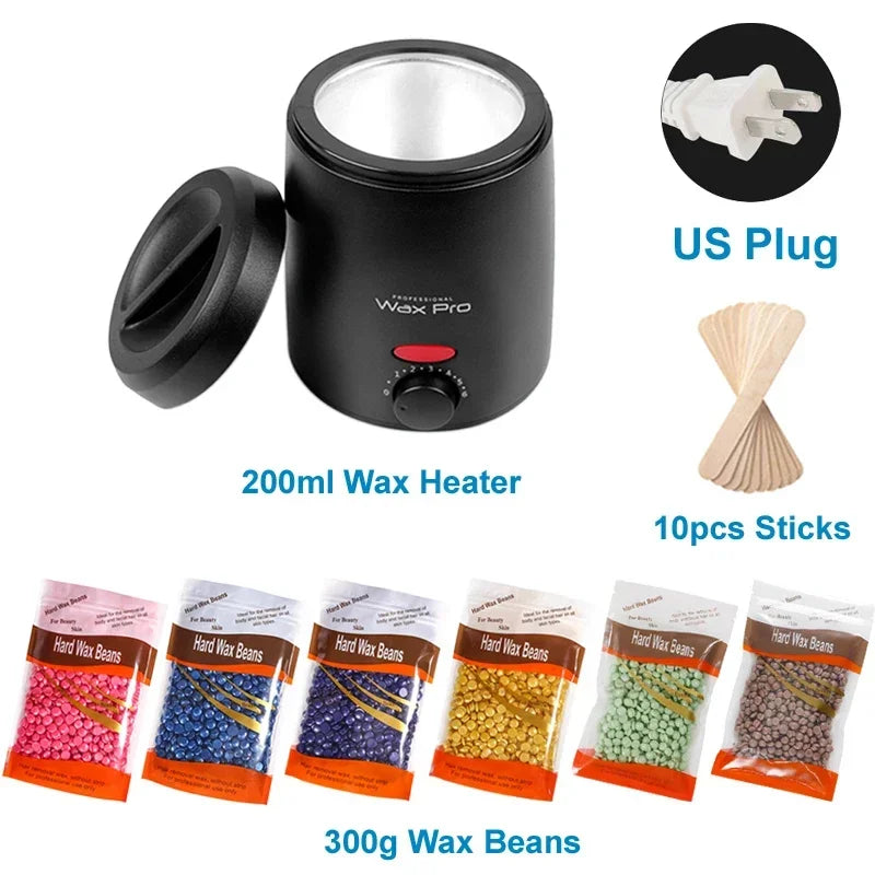 Wax Heater Machine for Hair Removal Wax Melting Pot with Wax Beans Kit 200ml Depilation Paraffin Waxing Warmer Dipping Pot