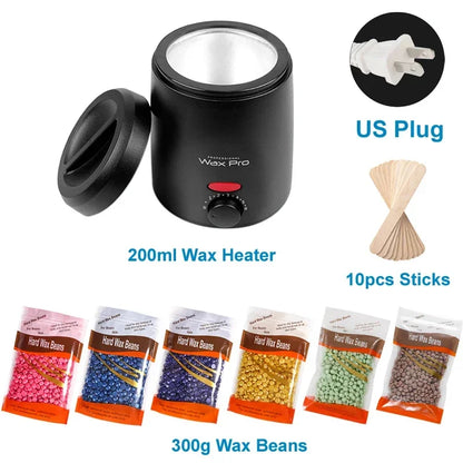 Wax Heater Machine for Hair Removal Wax Melting Pot with Wax Beans Kit 200ml Depilation Paraffin Waxing Warmer Dipping Pot