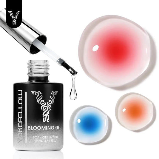 YOKEFELLOW Blooming Gel 16ml Clear Watercolor Gel Polish for Spreading Effect Marble Soak off Uv LED Gel Varnish Nail Art DIY