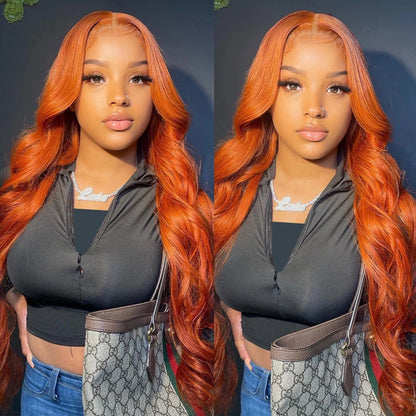 30 36 Inch Ginger Body Wave Human Hair Colored Wigs Hd Lace Frontal Wig 13X6 13X4 For Black Women Preplucked Lace Front Wigs