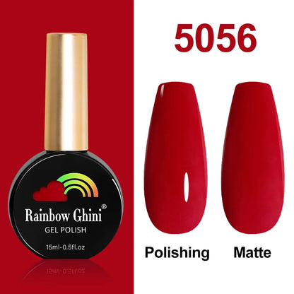 Rainbow Ghini 15ml Glitter Dark Red Gel Nail Polish Semi-Permanent Varnish UV Pale Red Nail Gel Art Supplies for Professionals