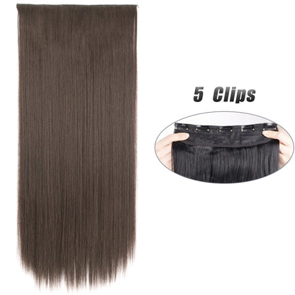 Synthetic 5 Clip In Hair Extensions Long Straight Hairstyle Hairpiece Black Brown Blonde 80CM Natural Fake Hair For Women